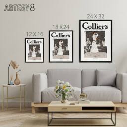 "Artery8 Woman Golfer First Tee Vintage Magazine Framed Canvas Wall Art Print in White - Size: W12"" x H16""" - thumbnail 4