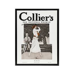 "Artery8 Woman Golfer First Tee Vintage Magazine Framed Canvas Wall Art Print in White - Size: W12"" x H16""" - thumbnail 1