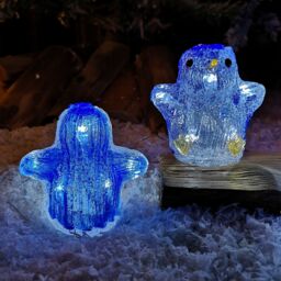 Samuel Alexander Set of 5 Battery Operated Light up Acrylic Christmas Penguins with LEDs in White - thumbnail 4