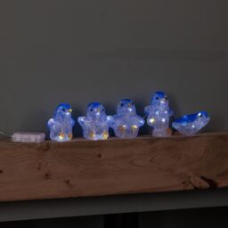 Samuel Alexander Set of 5 Battery Operated Light up Acrylic Christmas Penguins with LEDs in White - thumbnail 7