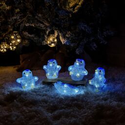 Samuel Alexander Set of 5 Battery Operated Light up Acrylic Christmas Penguins with LEDs in White - thumbnail 2
