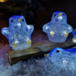 Samuel Alexander Set of 5 Battery Operated Light up Acrylic Christmas Penguins with LEDs in White - thumbnail 6