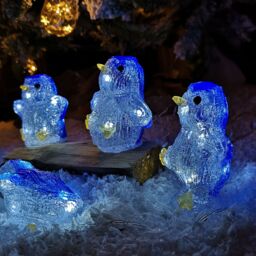 Samuel Alexander Set of 5 Battery Operated Light up Acrylic Christmas Penguins with LEDs in White - thumbnail 5