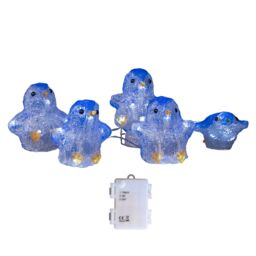 Samuel Alexander Set of 5 Battery Operated Light up Acrylic Christmas Penguins with LEDs in White - thumbnail 8