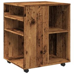 Berkfield Home Rolling Cabinet Old Wood 60x53x72 cm Engineered Wood in Brown - Size: 60 x 53 x 72 cm - thumbnail 2