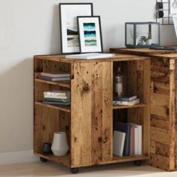 Berkfield Home Rolling Cabinet Old Wood 60x53x72 cm Engineered Wood in Brown - Size: 60 x 53 x 72 cm - thumbnail 4