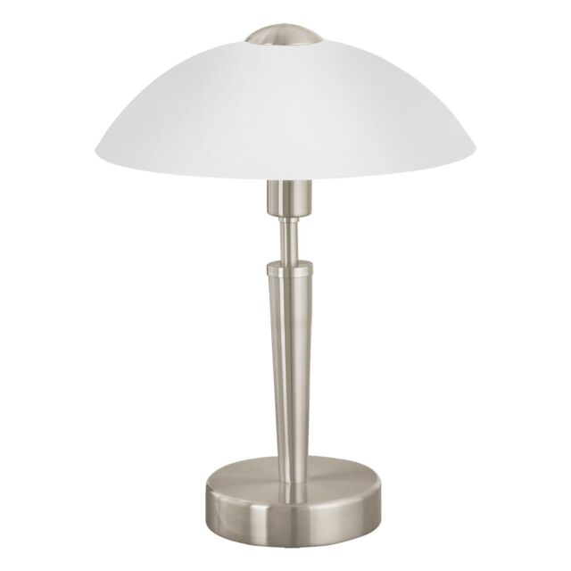 Loops Table Lamp Colour Satin Nickel Shade White Satinized Glass Bulb E14 1x60W in Metallics - image 1