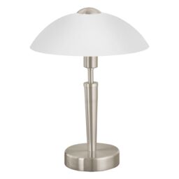 Loops Table Lamp Colour Satin Nickel Shade White Satinized Glass Bulb E14 1x60W in Metallics