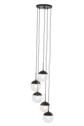 Orsina Gold Finish Five Pendant Lights, 5 Adjustable Hanging Lights, Globe Light Lamp, Warm Metallic Ceiling Lights in Black - thumbnail 2