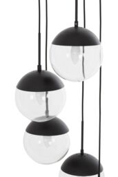 Orsina Gold Finish Five Pendant Lights, 5 Adjustable Hanging Lights, Globe Light Lamp, Warm Metallic Ceiling Lights in Black - thumbnail 3