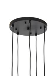 Orsina Gold Finish Five Pendant Lights, 5 Adjustable Hanging Lights, Globe Light Lamp, Warm Metallic Ceiling Lights in Black - thumbnail 4