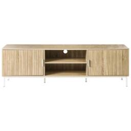 Wyld and Coco TV Stand Light Brown Wood Metal Legs Fits Up to 54 Inch TVs Cable - thumbnail 5