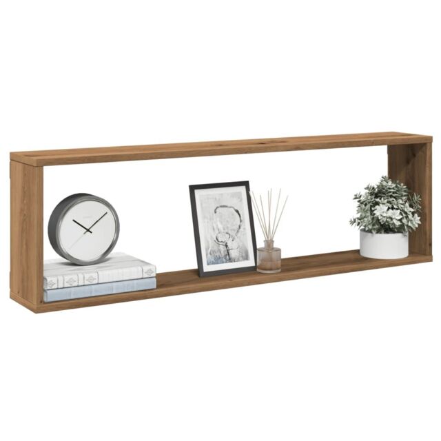 Berkfield Home Wall Cube Shelves 4 pcs Artisan Oak 100x15x30 cm Engineered Wood in Brown - Size: 100 x 15 x 30 cm - image 1