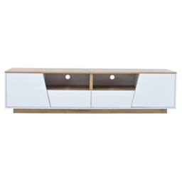 STILVORA TV Stand with LED Lighting, Drawers & Cabinets, White & Oak - thumbnail 9