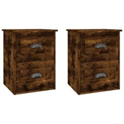Berkfield Home Wall-mounted Bedside Cabinets 2 pcs Smoked Oak 41.5x36x53cm in Brown - Size: 41.5x36x53 cm - thumbnail 2