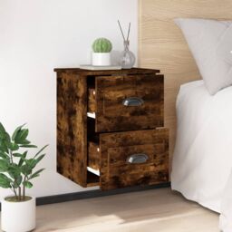 Berkfield Home Wall-mounted Bedside Cabinets 2 pcs Smoked Oak 41.5x36x53cm in Brown - Size: 41.5x36x53 cm - thumbnail 4