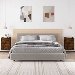 Berkfield Home Wall-mounted Bedside Cabinets 2 pcs Smoked Oak 41.5x36x53cm in Brown - Size: 41.5x36x53 cm - thumbnail 3