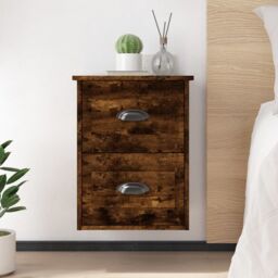 Berkfield Home Wall-mounted Bedside Cabinets 2 pcs Smoked Oak 41.5x36x53cm in Brown - Size: 41.5x36x53 cm - thumbnail 1