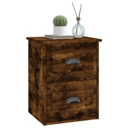 Berkfield Home Wall-mounted Bedside Cabinets 2 pcs Smoked Oak 41.5x36x53cm in Brown - Size: 41.5x36x53 cm - thumbnail 5