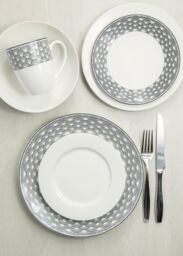 Maxwell & Williams Harlequin Coupe 16 Piece Black Edged Dinner Set Dishwasher Safe Service for 4 in White - thumbnail 2
