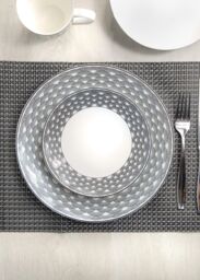Maxwell & Williams Harlequin Coupe 16 Piece Black Edged Dinner Set Dishwasher Safe Service for 4 in White - thumbnail 3