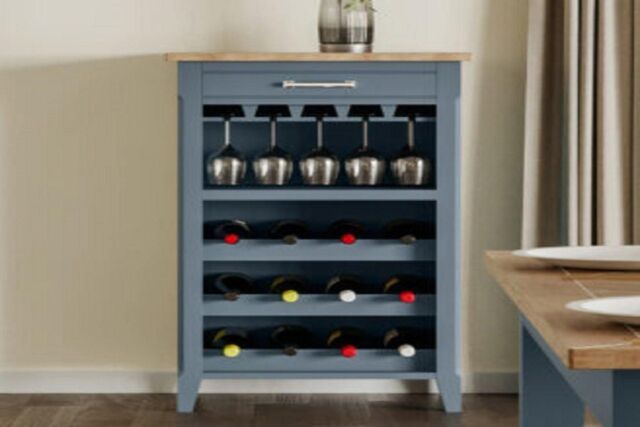Baumhaus Signature Blue Wine Rack / Glass Storage Cabinet