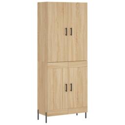 Berkfield Home Highboard Sonoma Oak 69.5x34x180 cm Engineered Wood in Light Tan - thumbnail 3