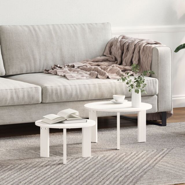 Berkfield Home Coffee Table Set 2 pcs White 47.5 x 47.5 x 27 cm - image 1