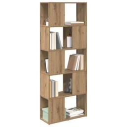 Berkfield Home Bookshelf Artisan oak Particle board 60 x 24 x 155 cm Bookshelf in Brown - thumbnail 3