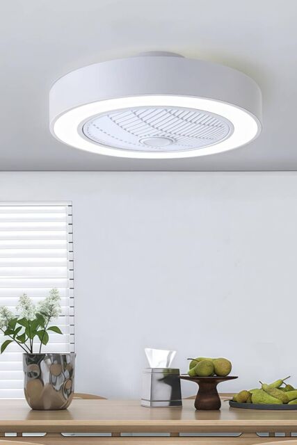 Living and Home Round Acrylic LED Fan Ceiling Light in White - image 1