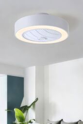 Living and Home Round Acrylic LED Fan Ceiling Light in White - thumbnail 3