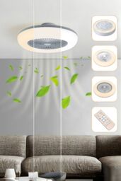 Living and Home Round Acrylic LED Fan Ceiling Light in White - thumbnail 6