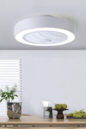Living and Home Round Acrylic LED Fan Ceiling Light in White - thumbnail 1
