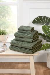 Rapport Home Safari Pure Cotton Face, Hand, Bath Towel & Bath Sheet Set in Green - thumbnail 3