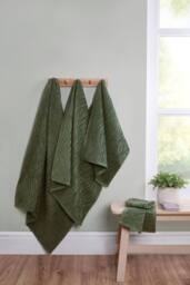 Rapport Home Safari Pure Cotton Face, Hand, Bath Towel & Bath Sheet Set in Green - thumbnail 2