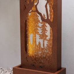Primrose Forest Scene Zinc Water Wall Feature with Lights Self Contained 123cm in Brown - thumbnail 2