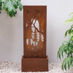 Primrose Forest Scene Zinc Water Wall Feature with Lights Self Contained 123cm in Brown - thumbnail 1