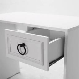 Nordara Matt White 1 Drawer Laptop Desk Top Storage Metal Handles - thumbnail 3