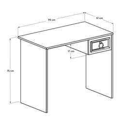 Nordara Matt White 1 Drawer Laptop Desk Top Storage Metal Handles - thumbnail 2
