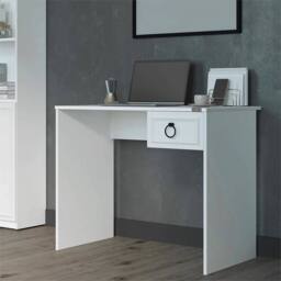 Nordara Matt White 1 Drawer Laptop Desk Top Storage Metal Handles - thumbnail 4