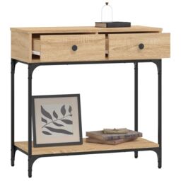 Berkfield Home Console Table Sonoma Oak 75x34.5x75 cm Engineered Wood in Brown - thumbnail 4