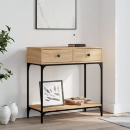 Berkfield Home Console Table Sonoma Oak 75x34.5x75 cm Engineered Wood in Brown - thumbnail 1