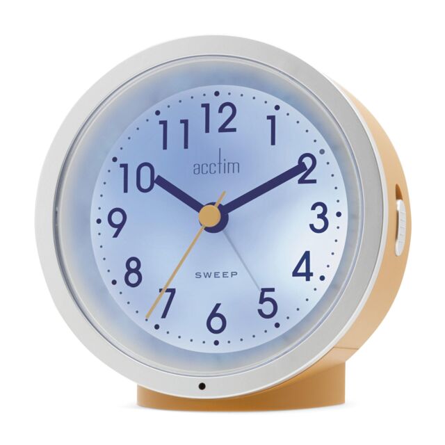 Acctim Caleb Analogue Alarm Clock Non Ticking Sweep Smartlite® Crescendo Alarm in Mustard - image 1