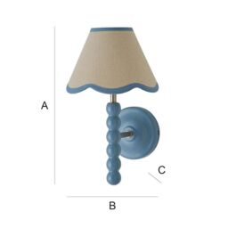 ValueLights Bobbins Powder Blue Wall Light with Linen Trim Lamp Shade & LED Bulb in Pale Blue - thumbnail 7