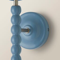 ValueLights Bobbins Powder Blue Wall Light with Linen Trim Lamp Shade & LED Bulb in Pale Blue - thumbnail 5