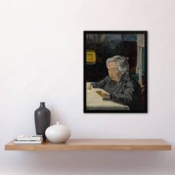 Artery8 Old Lady Reading Grandmother Portrait Kubincan Framed Wall Art Print - Size: A3 - thumbnail 2