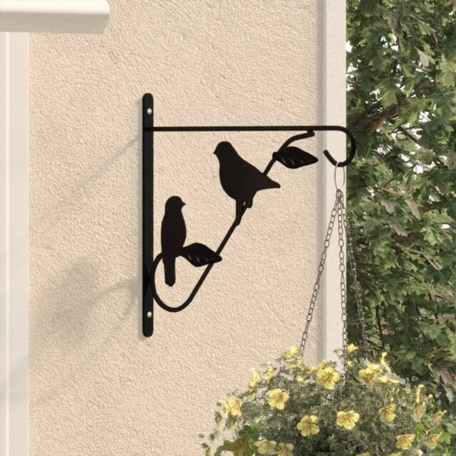 Berkfield Home Hanging Basket Brackets 4 pcs Black Steel - image 1