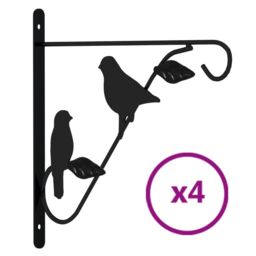 Berkfield Home Hanging Basket Brackets 4 pcs Black Steel - thumbnail 2