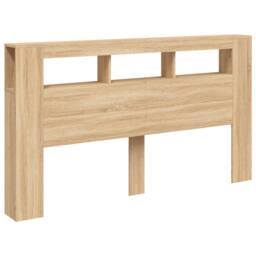 Berkfield Home LED Headboard Sonoma Oak 180x18.5x103.5 cm Engineered Wood in Light Tan