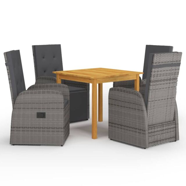 Berkfield Home 5 Piece Garden Dining Set with Cushions Grey Poly Rattan - image 1